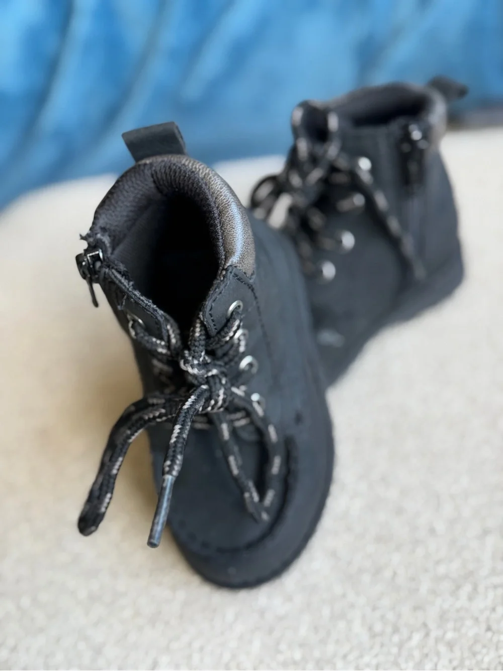 Black Kids Lace-Up Outdoor Boots